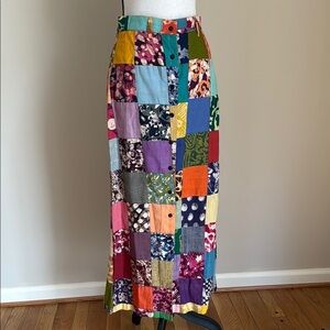 Vintage Colorful Patchwork Long Maxi Skirt XS Wippette